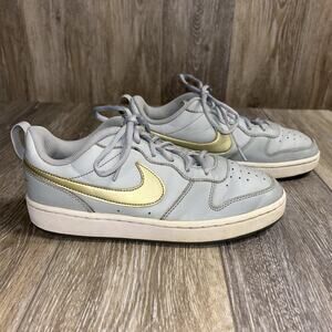 Nike Court Borough Low 2 BQ5448-013 Youth US Size 6Y Gray Gold Sneaker Shoes